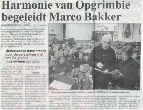 Harmonie Sint-Martinus van Opgrimbie begeleidt Marco Bakker